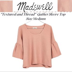 Price⬇️ Madewell Textured & Thread Cotton Rose pink bell sleeve crop  Size Med